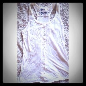 Delicate White Tank with Jewel & Lace Detail
